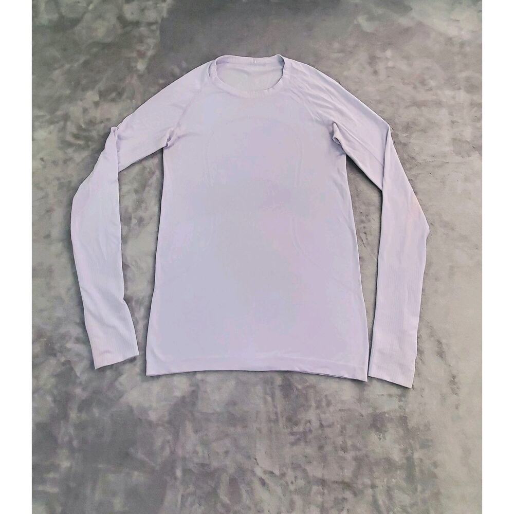 Lululemon Sz 8 Shirt Run Swiftly Tech Long Sleeve Scoop Neck Power Purple C25-42